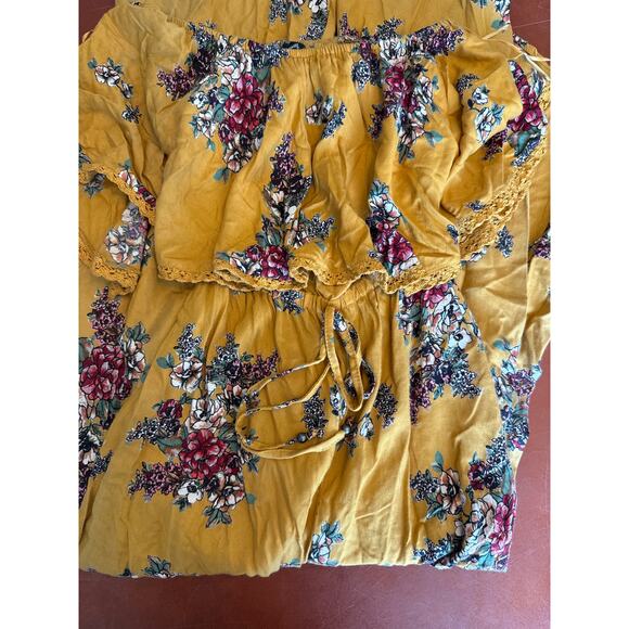 Angie Floral Tube Jumpsuit Romper – Gold Boho Style – Women’s Medium - Picture 7 of 7